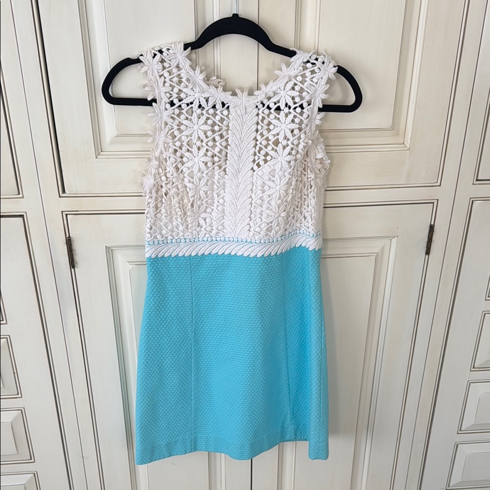 Lilly Pulitzer White and Blue Lace Dress